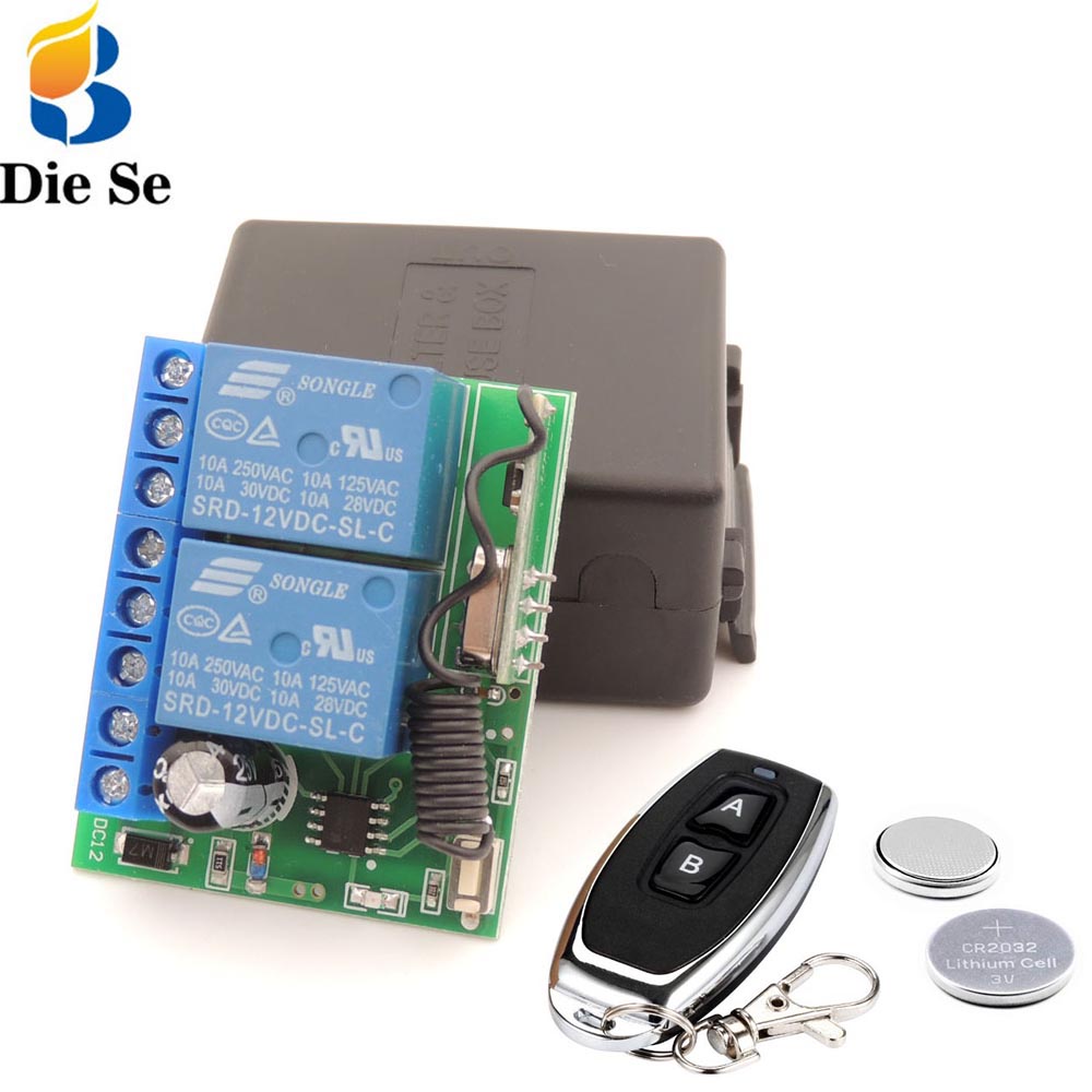 DC12V 433 MHz Rf 10Amp 2 Gangs Rơle điều khiển thông minh phạm vi rộng cho nhà để xe / cửa ra vào / 