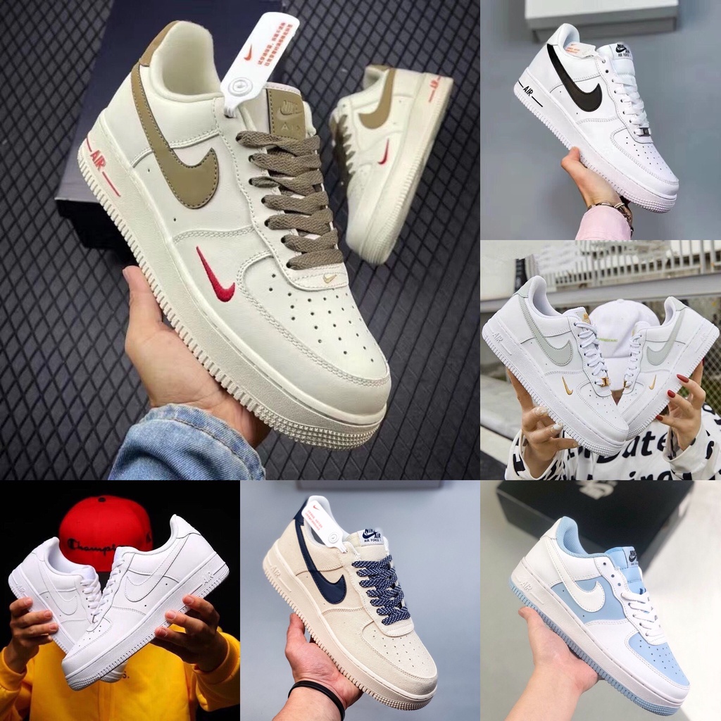 Giày AF1 FORCE 1 trắng full, vạch nâu, xám, đen Hot trend thể thao sneaker nam nữ