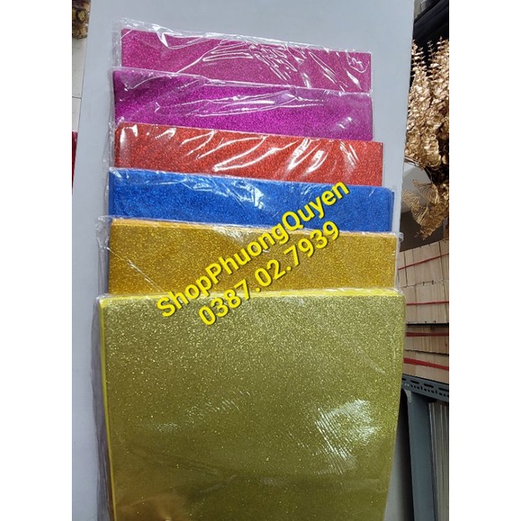 Xốp nhũ, xốp kim tuyến 2mm l Khổ lớn 40x50cm không rớt kim tuyến