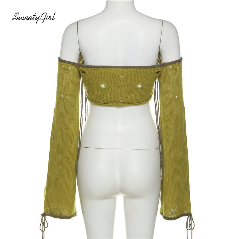 Áo Thun Croptop Dệt Kim Màu Trơn Khoét Vai Dáng Ôm Thời Trang 2022 Cho Nữ