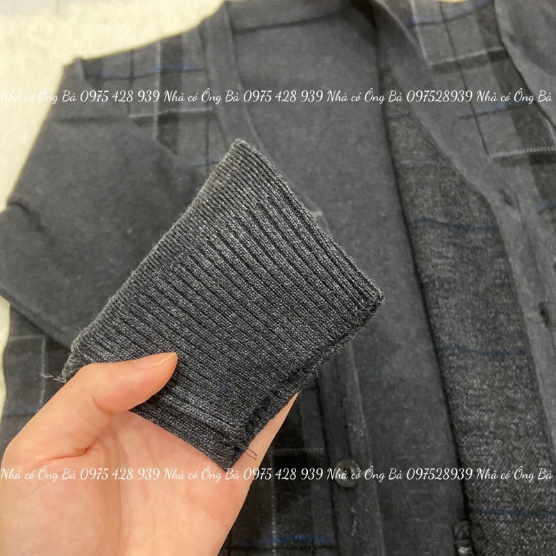 Áo len cardigan kẻ caro cho ông mùa đông, áo khoác mùa đông cho bố cho ông trung niên