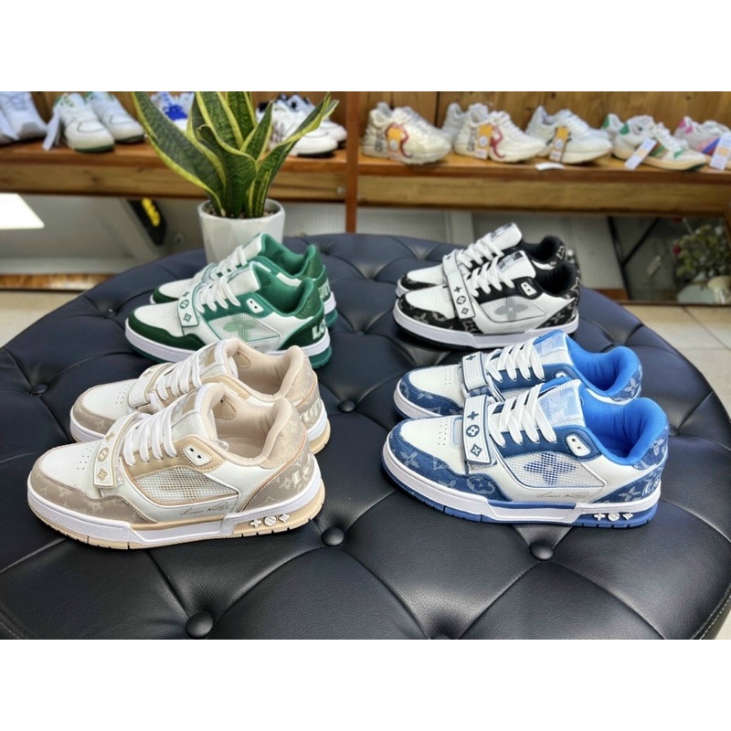 GIÀY LV TRAINER WHITE BLACK QUAI DÁN SC DA THẬT