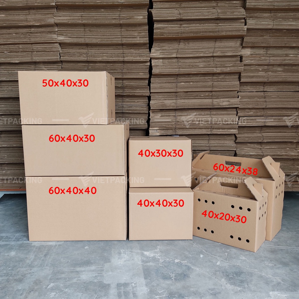 40x40x30 (5 lớp) - 4 thùng carton dọn nhà, văn phòng, siêu bền cứng V206