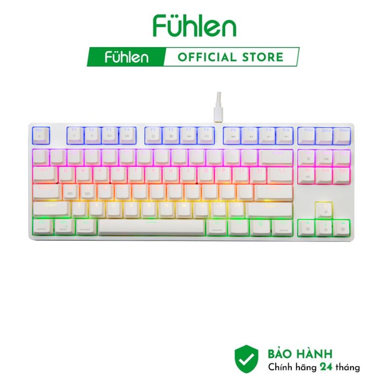 Bàn phím Fuhlen D87S LED RGB cơ gaming White Red Switch chính hãng Fuhlen-Hàng chính hãng bảo hành 2 năm