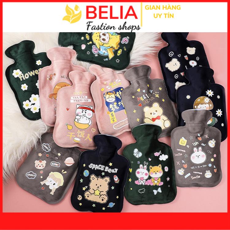 Túi chườm nóng lạnh nhung mềm giảm đau bụng kinh, túi chườm giữ ấm hạ sốt 350ml BELIA TC1