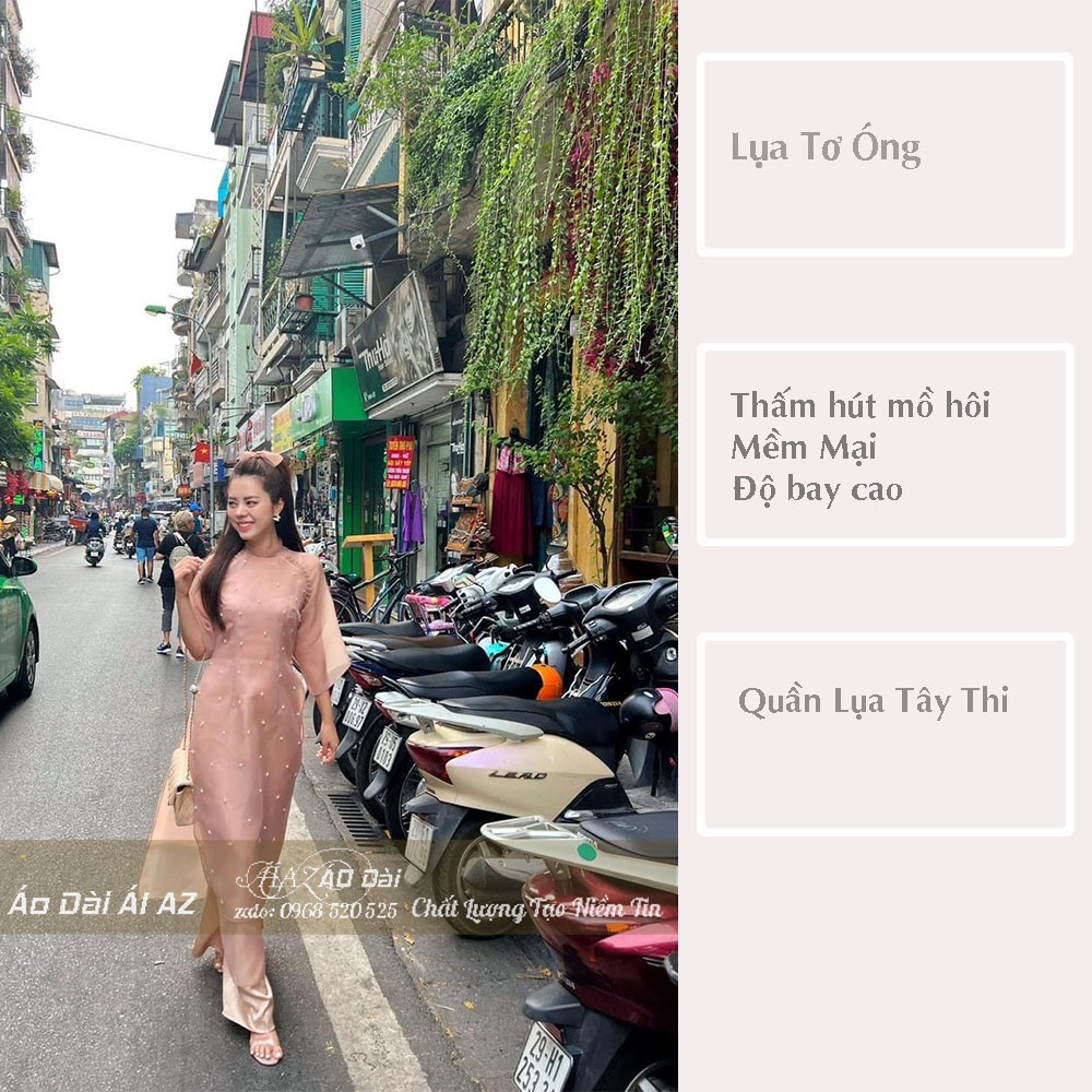 BigSize Áo Dài Cách Tân Nữ Tay Lửng 4 Tà Đính Hạt LD31