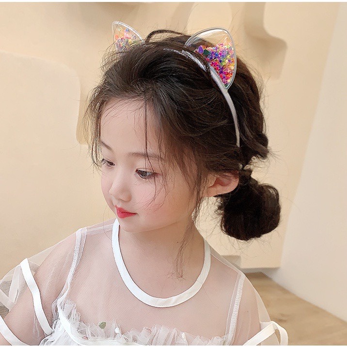 Bờm tóc trẻ em tai mèo vương miện xinh xắn,dễ thương có nhũ