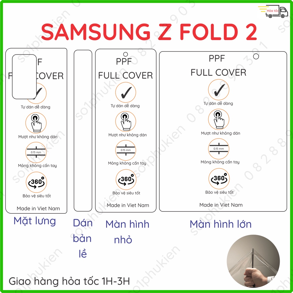 Dán PPF bóng, nhám cho Samsung Z Fold 2 màn hình, mặt lưng, full lưng viền siêu bảo vệ