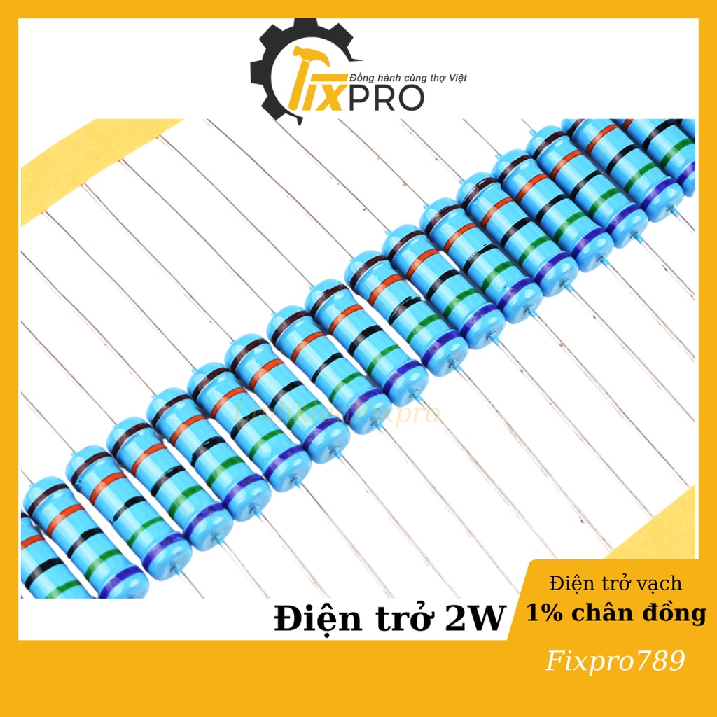 Điện trở 510K 2W  5 vạch màu 1% chân đồng