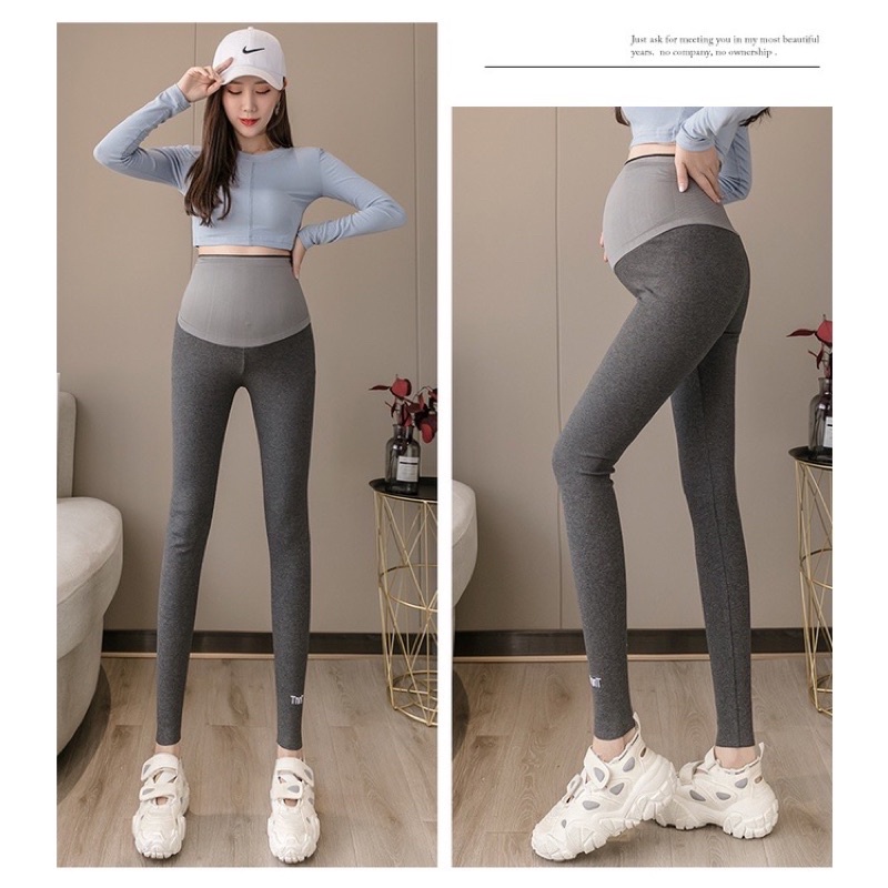 Quần bầu dài chất thun gân co giãn, thiết kế đỡ bụng và chun chỉnh