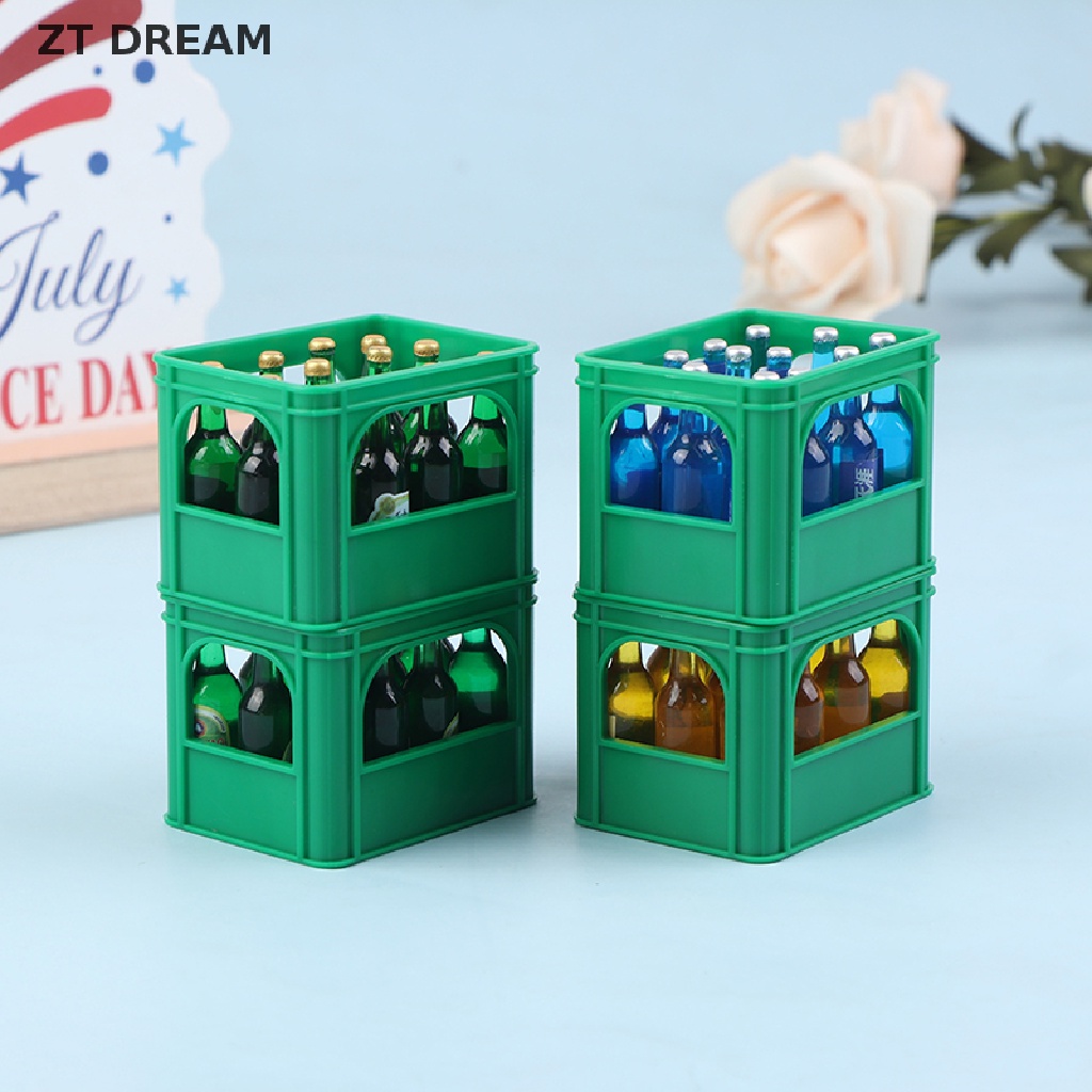 1 Bộ Mô Hình Chai Bia Mini 1: 12 Có Giỏ Đựng Trang Trí Nhà Búp Bê 07