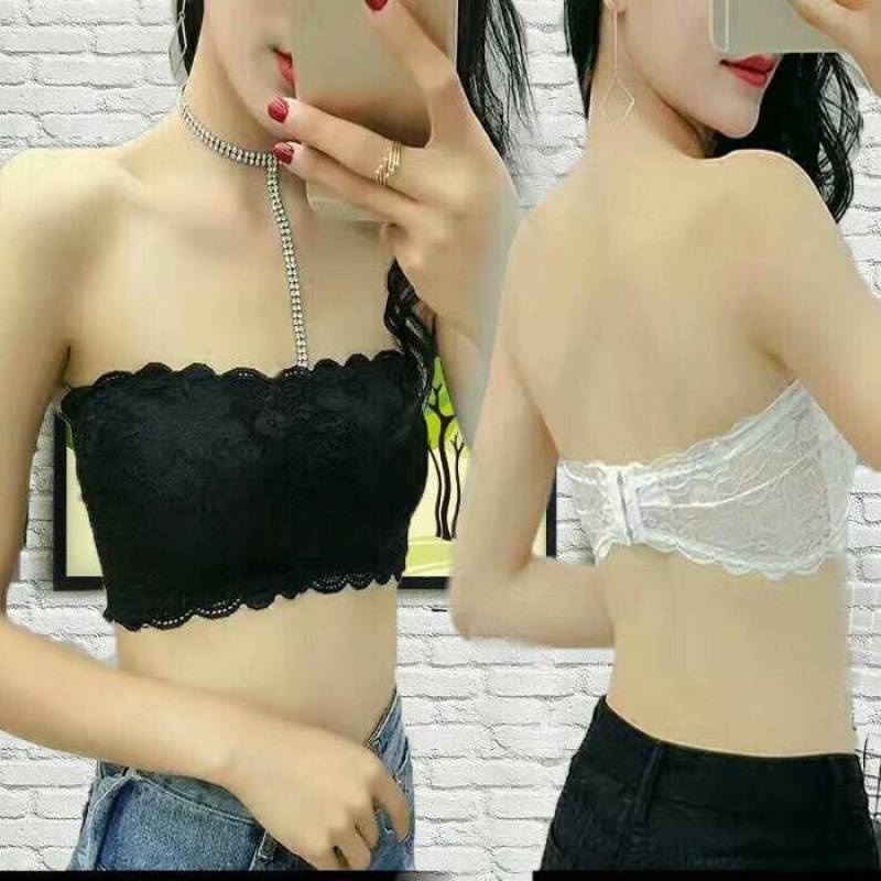 Áo bra ống ren không mút nguyên bảng không cài quây ngực ngang không dây TTK224