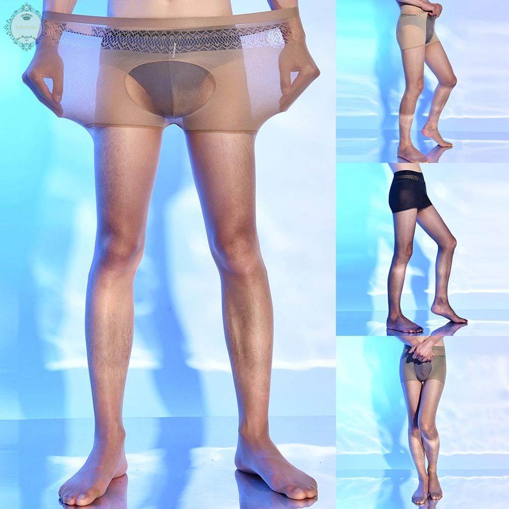 Men Oil Shiny Pantyhose Ultra-thin Sheer Shiny Stockings Tights Underwear