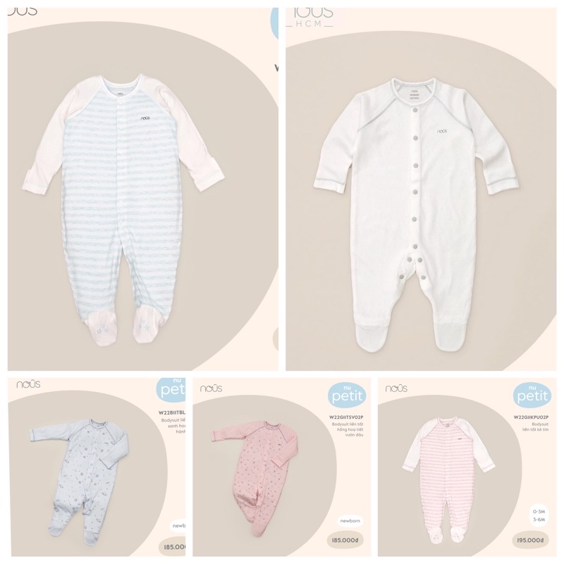 Body Nous sơ sinh (size Newborn) liền tất chất petit dài tay cho bé mẫu mới nhất 2022