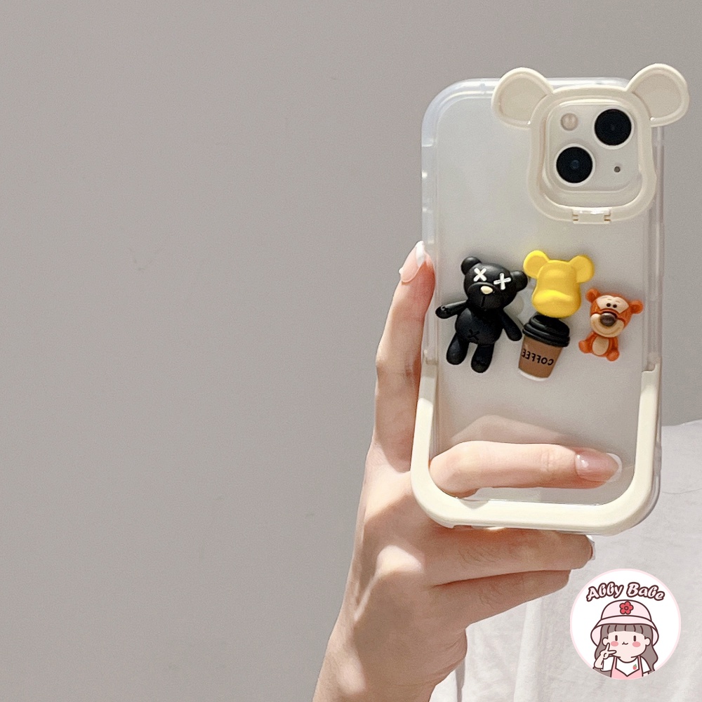Ốp Điện Thoại TPU Mềm Mỏng Hình Tai Gấu Kaws 3D Cho Iphone 14 Pro Max 11 7Plus 13 12 11 Pro Max X XS 12 XR