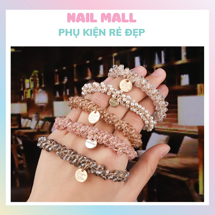 Dây Cột Tóc Nữ Đính Đá Pha Lê Phong Cách Hàn Quốc