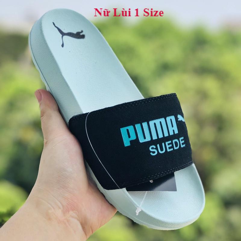 Dép unisex 𝐌𝐋𝐁 𝐏𝐔𝐌𝐀 ❤️FREESHIP + Hộp❤️ dép mlb bóng chày quai ngang thể thao nữ in PUMA da lộn, xanh-quai-đen