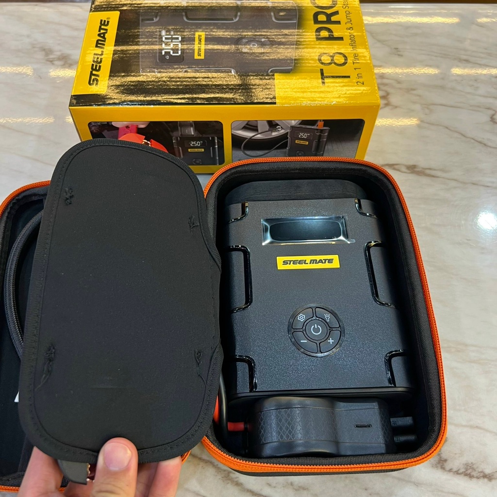 Bơm Mini Kiêm Sạc Bình STEELMATE T8 Pro Dành Cho Xe Hơi