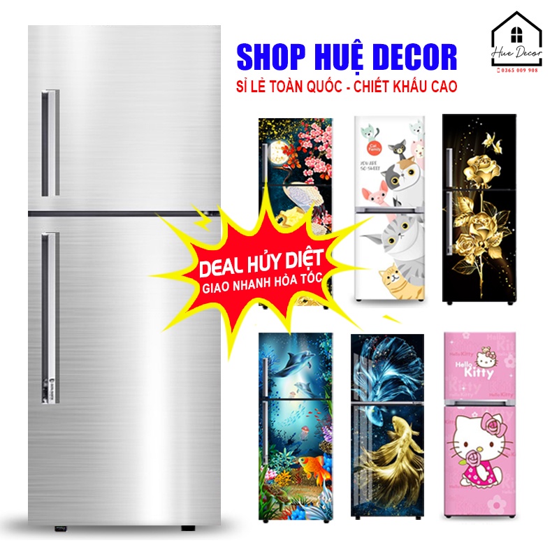 Decal dán tủ lạnh - máy giặt chống nước, sẵn keo, đủ kích cỡ