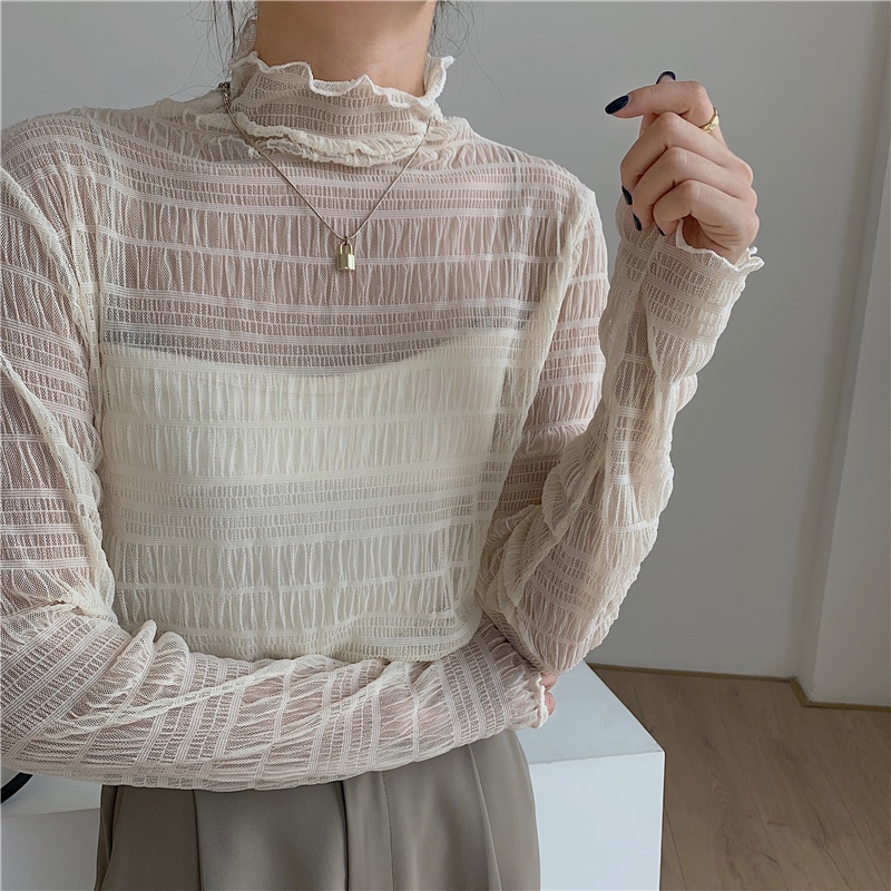 Áo voan tay dài TienKhi Shop nhúng mỏng cổ lọ màu trơn AK47