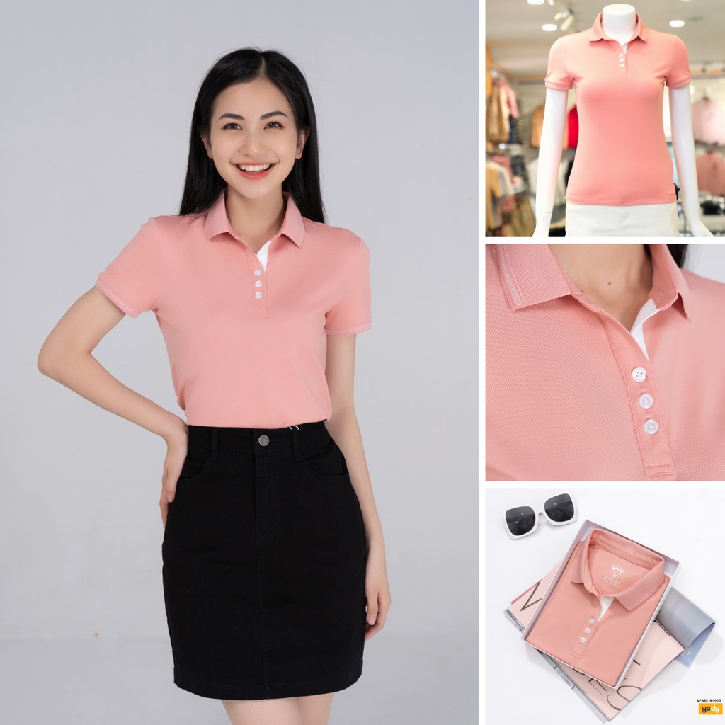 Áo Phông Polo Nữ chất liệu cotton coolmax Yody áo thun có cổ mềm mịn thoáng mát APN3516