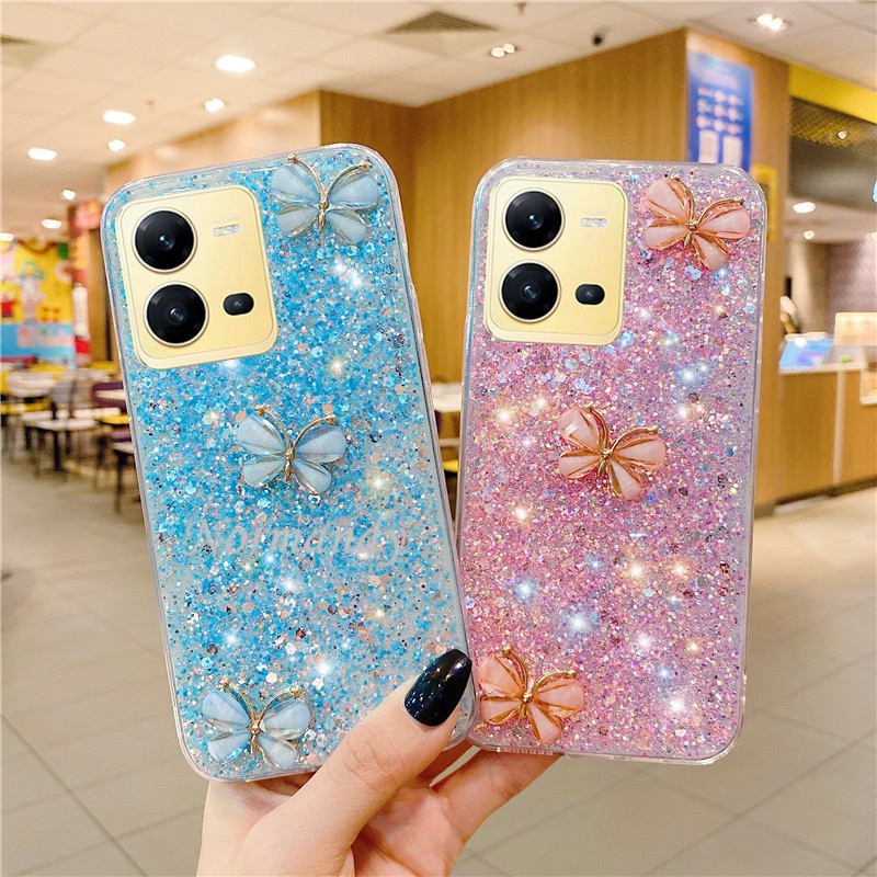 Ốp Điện Thoại Silicon Mềm Trong Suốt Hình Bướm 3D Cho VIVO V25 Pro V25e Y35 Y22 Y22S Y16 4G 5G 2022