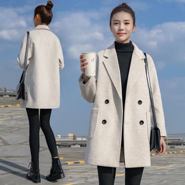 O Kho C Áo Khoác Len Dáng Rộng Dài Vừa Thời Trang Thu Đông Phong Cách Phương Tây Ấm Áp Dáng Ôm Cho Nữ