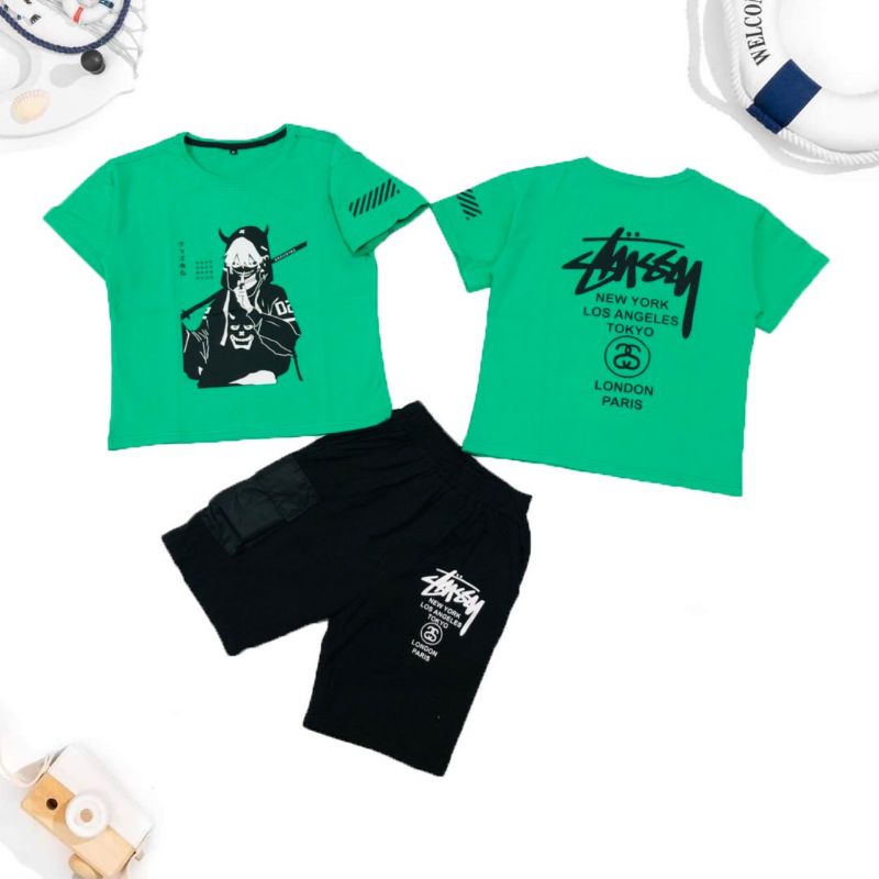 Bộ tay ngắn quần đùi thun cotton 100% chính phẩm hàng shop size siêu cồ cho bé trai