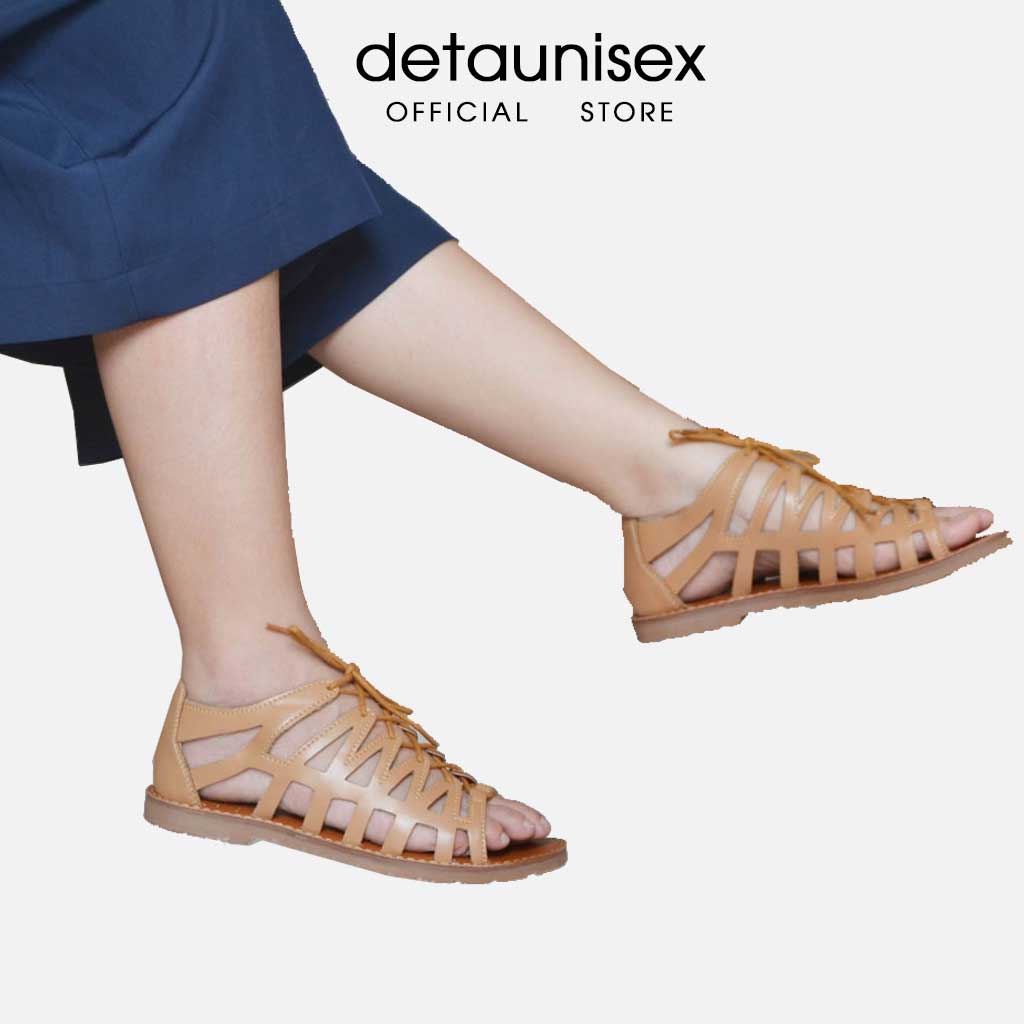 Giày sandal chiến binh nữ cột dây đế bằng cổ cao Detaunisex - SX03