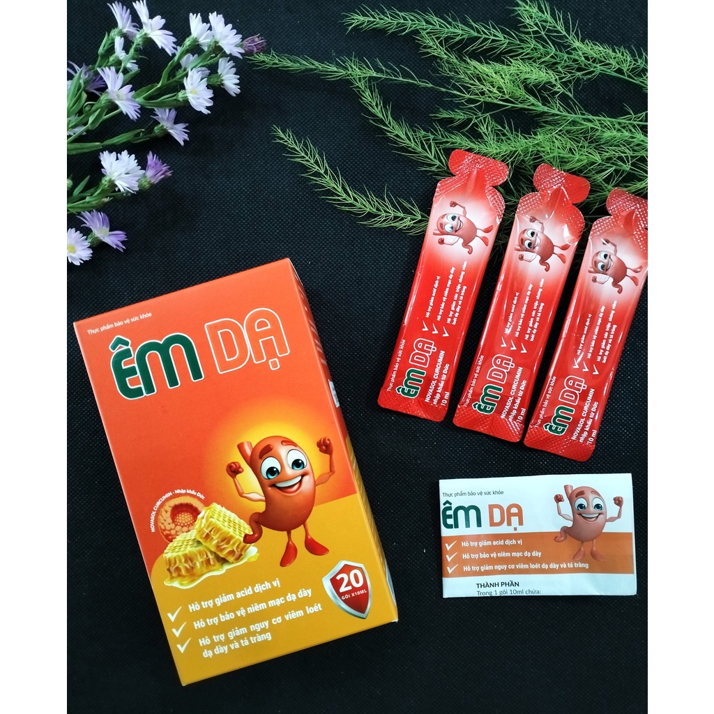 Gói gel Êm Dạ Santafa - Hỗ trợ giảm acid dịch vị, hỗ trợ giảm viêm loét dạ dày - Hộp 20 gói