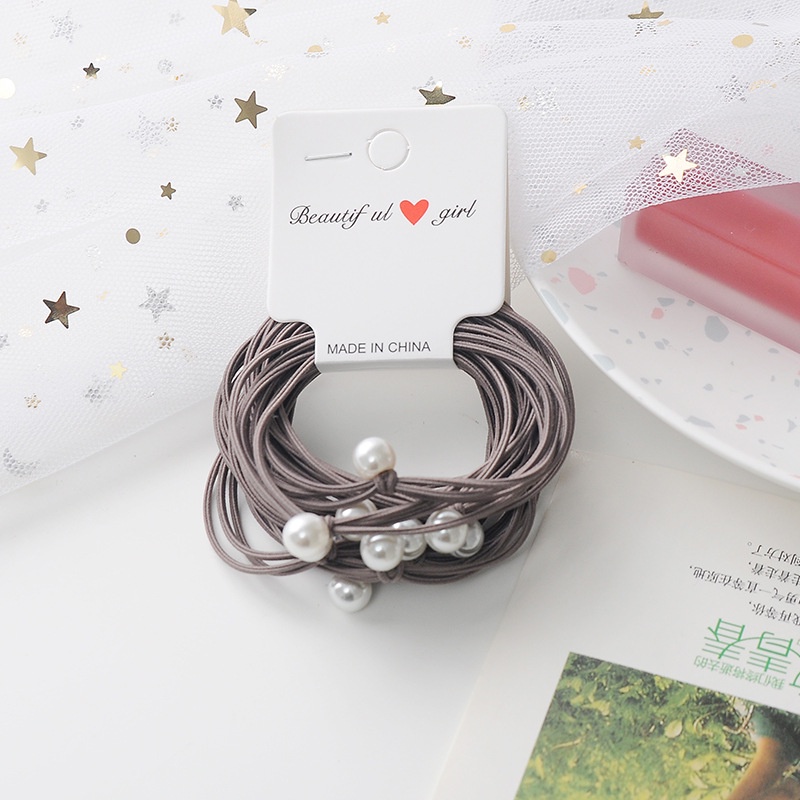 Set 10 Dây Buộc Tóc Co Giãn Đính Ngọc Trai Đơn Giản Sáng Tạo Cho Nữ