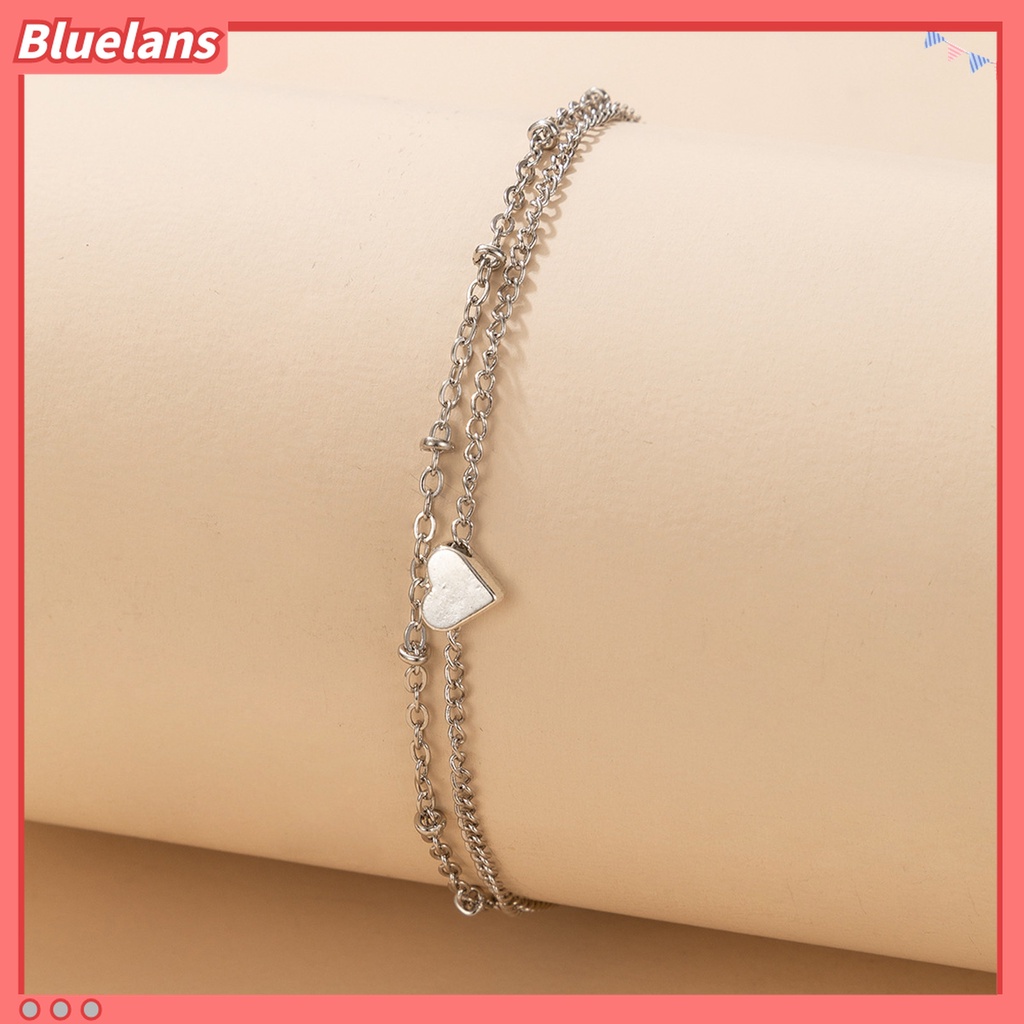 Lắc Chân Hai Lớp Mặt Hình Trái Tim Bằng Hợp Kim Thanh Lịch Có Thể Điều Chỉnh 48h