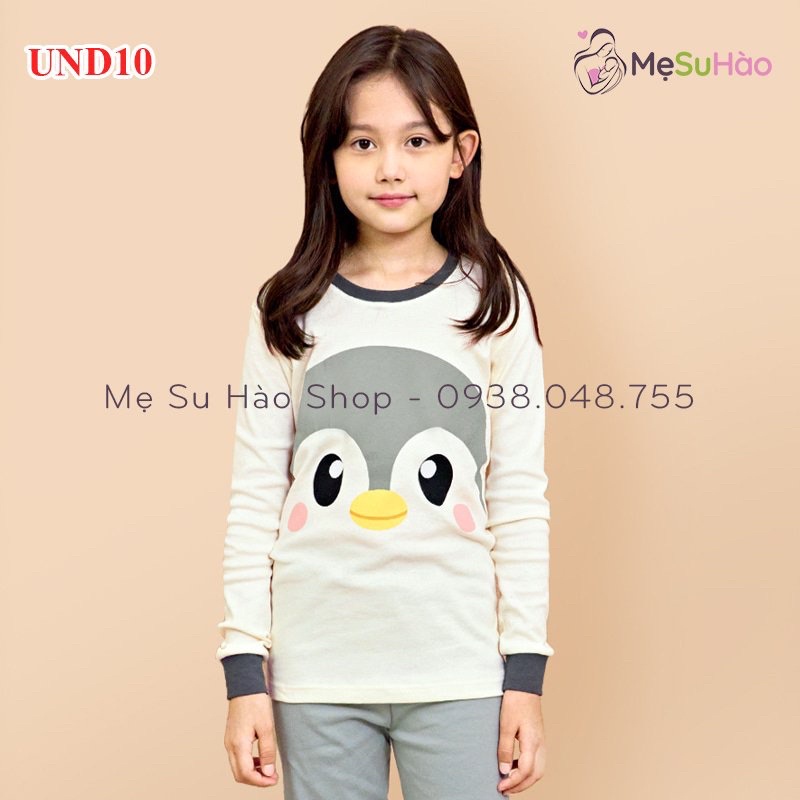 Đồ bộ quần áo dài tay dáng ôm thun cotton mẫu Chim Cánh Cụt năm 2022 rất xinh của hãng Unifriend Hàn Quốc mã UND10