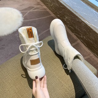  Giày Bốt Đi Tuyết Cổ Ngắn Lót Cotton Lông Cừu Dày Dặn Chống Thấm Nước Thời Trang Mùa Đông 2021 Mới Cho Nữ 