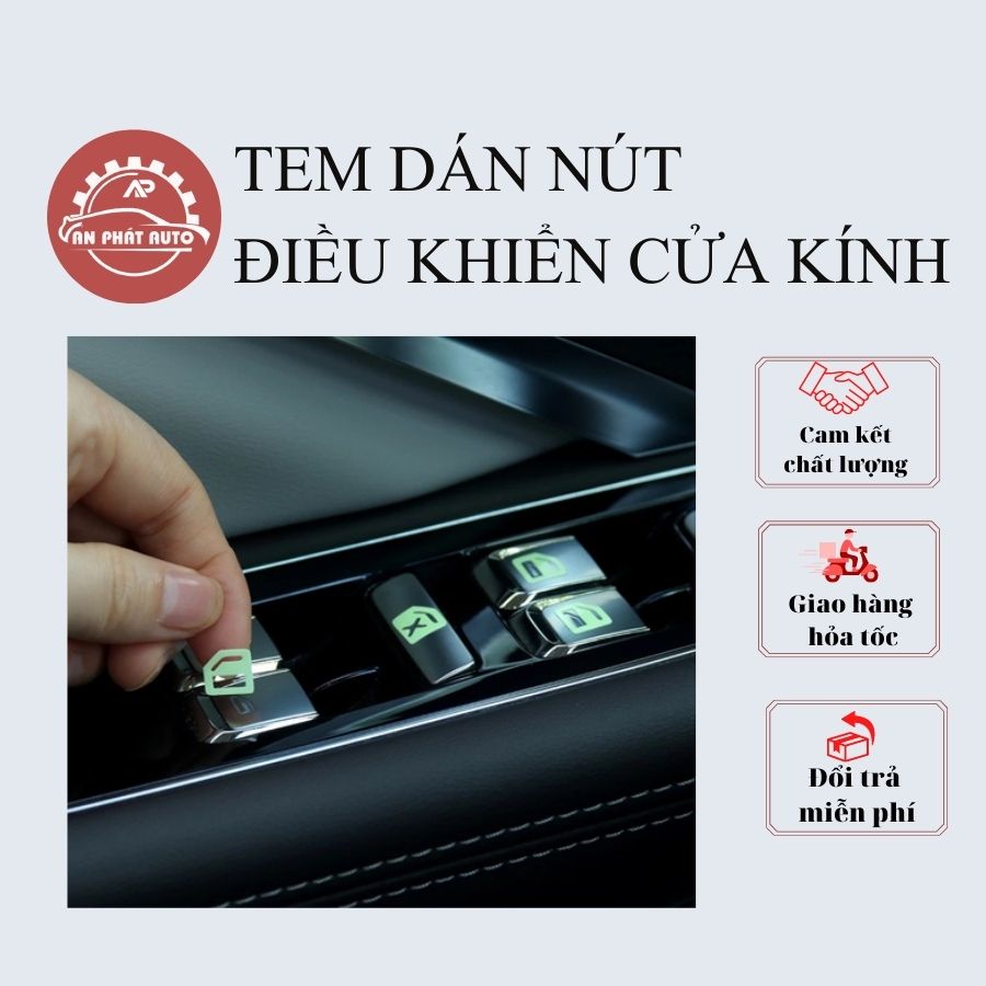 Miếng Dán/ Tem Decal Dạ Quang Dán Nút Điều Khiển Cửa Kính Ô Tô/ Xe Hơi Giúp Nhìn Được Khi Tối [Hàng Loại Tốt]