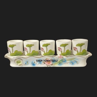 CHUNG BỘ 5 LY THỜ CÚNG HỒNG KIM