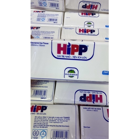 Giấy Rút Lụa HIPP 520 Tờ siêu thấm siêu dai, dùng trong bàn ăn gia đình, đi chơi, đi giã ngoại, bỏ trong ô tô tiện lợi