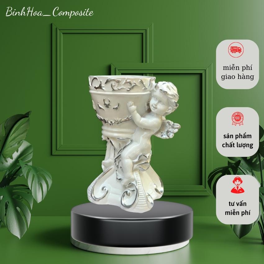 Bình hoa thiên thần đứng s1 composite mã bh17, lọ cắm hoa cao cấp, bình cắm hoa giả, bình trang trí