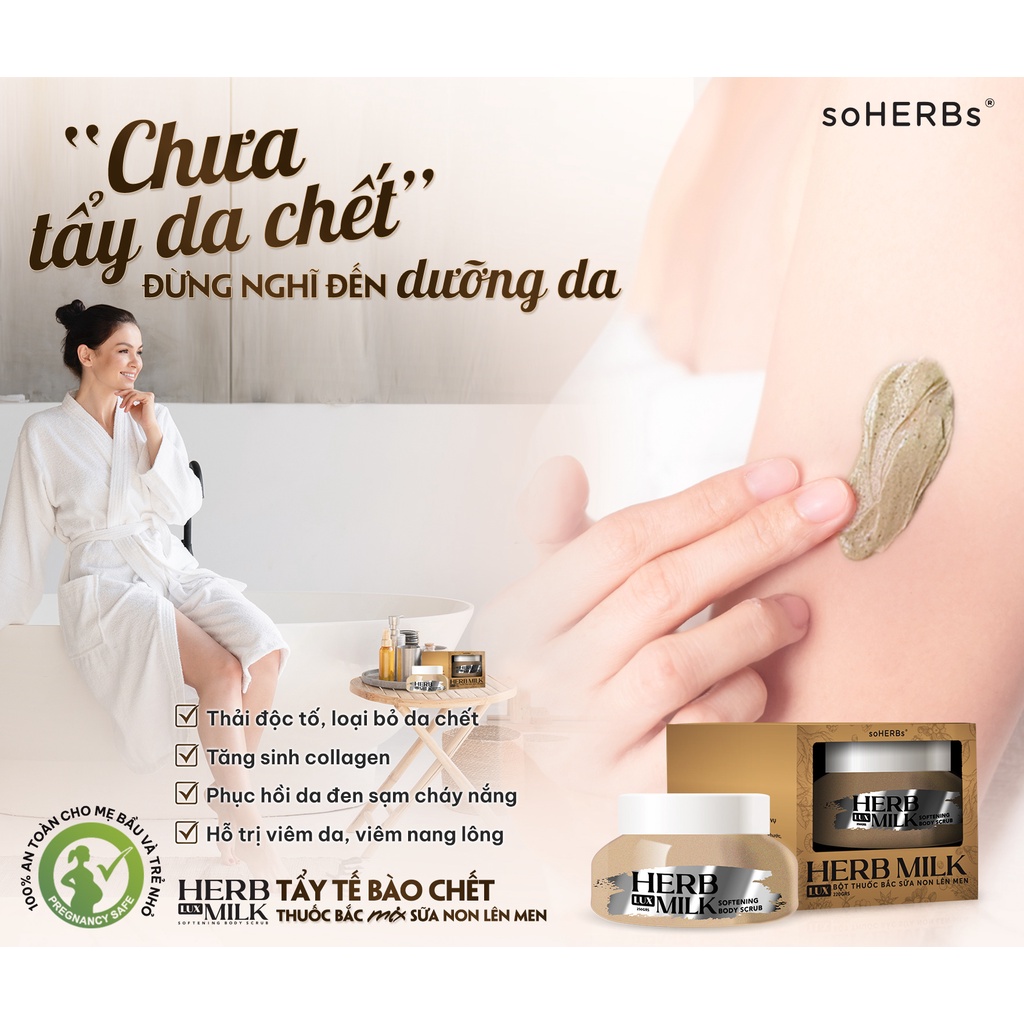 Bột Thảo Dược Sữa Non SOHERBS Lux Herb Milk Softening Body Scrub 220g