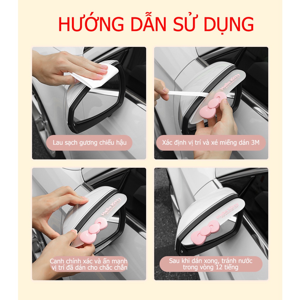 MIẾNG CHE MƯA CHO 2 GƯƠNG CHIẾU HẬU XE Ô TÔ HÌNH GẤU BROWN LINE FRIENDS VÀ HELLO KITTY DỄ THƯƠNG