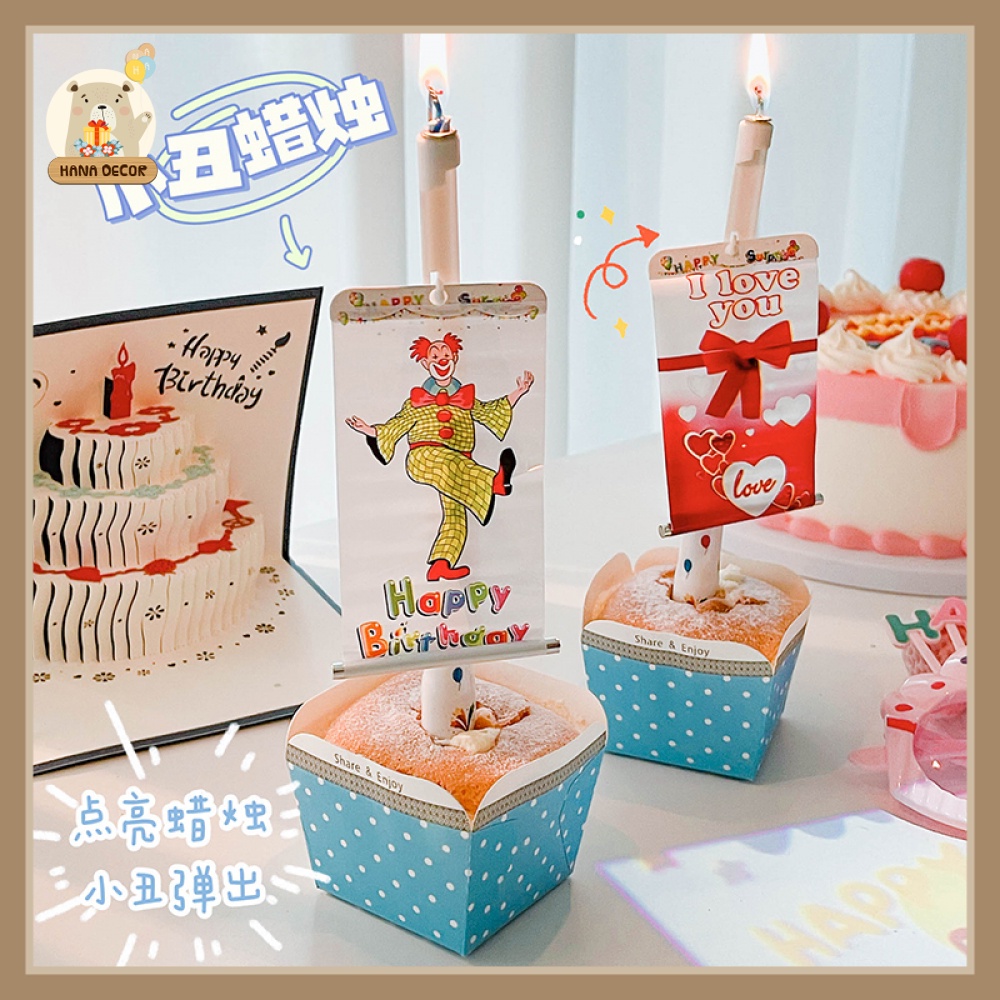 Nến Happy Birthday chú hề vui nhộn và bất ngờ Hanna Decor