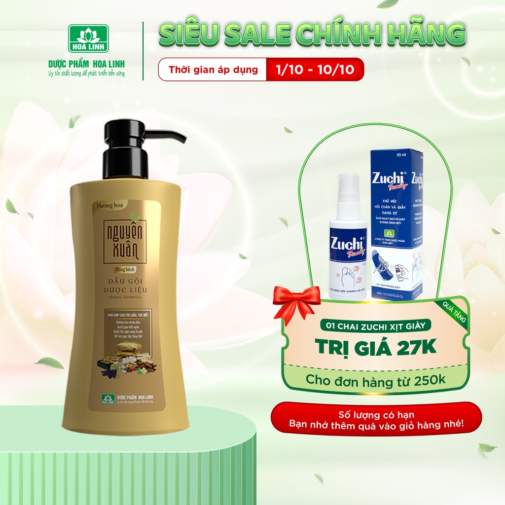 Dầu gội dược liệu Nguyên Xuân Bồng bềnh 350ml - Ngát hương hoa, da đầu dầu bết.(Khuyến mại thêm 35ml giá không đổi)