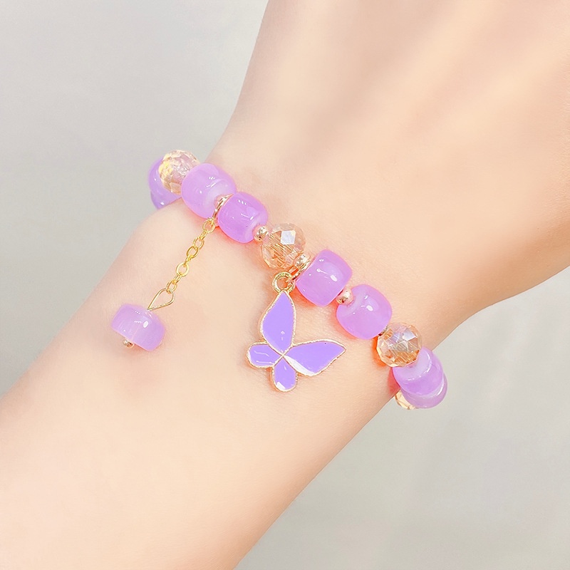 Vòng Tay Hạt Pha Lê Tráng Men Họa Tiết Hoạt Hình Công Chúa Dễ Thương Dành Cho Học Sinh