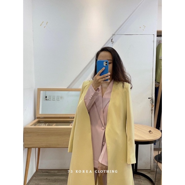 Áo Dạ vàng mơ không cổ tay thắt 73 Korea Clothing ảnh thật
