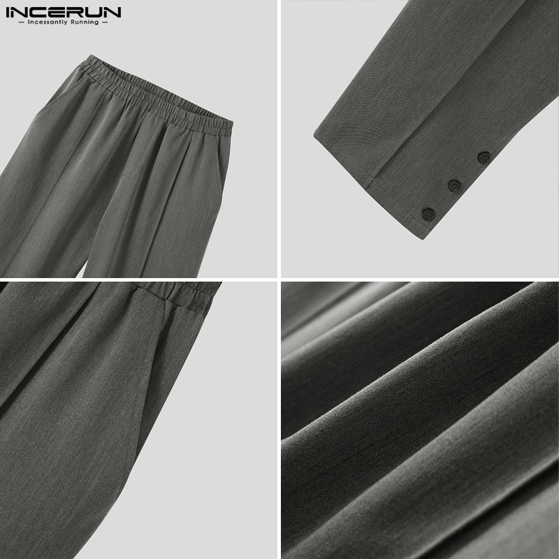 Quần dài INCERUN ống rộng lưng thun màu trơn phối túi cá tính cho nam