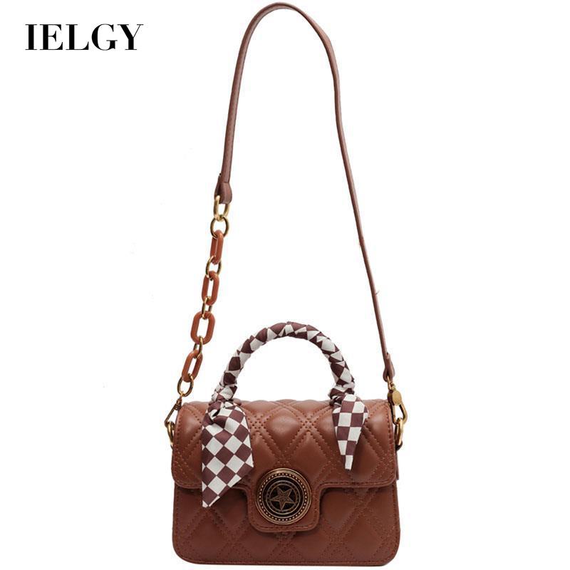 Ielgy Túi Đeo Chéo Nhỏ Hình Vuông Họa Tiết Kim Cương Đa Năng Cho Nữ