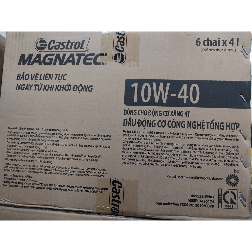 Dầu nhớt chính hãng Castrol Magnatec 10W-40 4lít