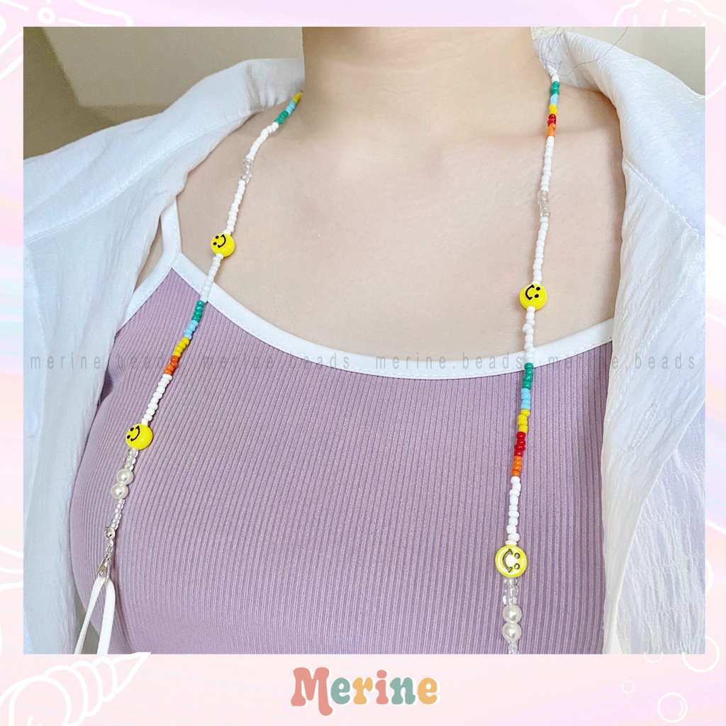Dây Đeo Khẩu Trang Hình Mặt Cười Hoạt Hình Phong Cách Hàn Quốc Đơn Giản - MERINE