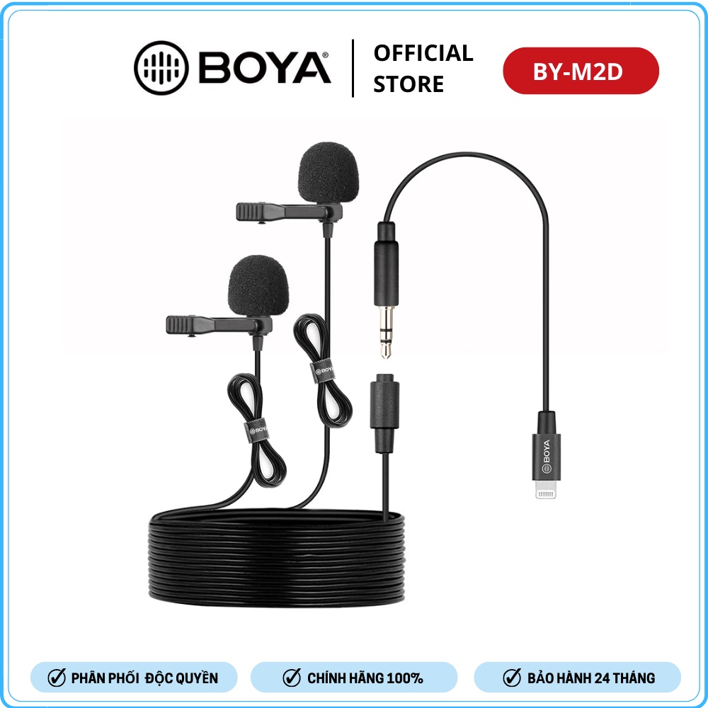 BOYA BY-M2D - Mic thu âm kép cổng Lightning dành cho thiết bị iOS