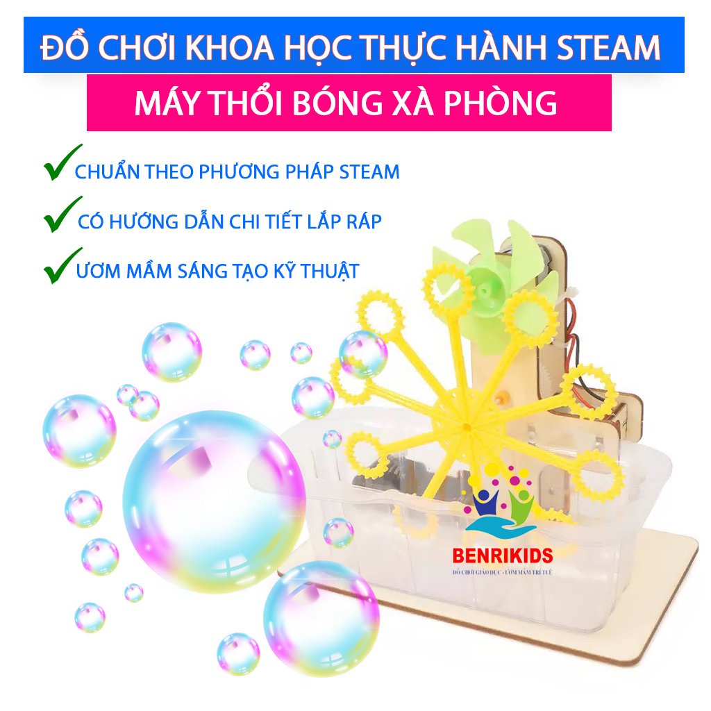 Đồ Chơi Khoa Học STEAM - Mô Hình Lắp Ráp Máy Thổi Xà Phòng Loại Lớn Benrikids